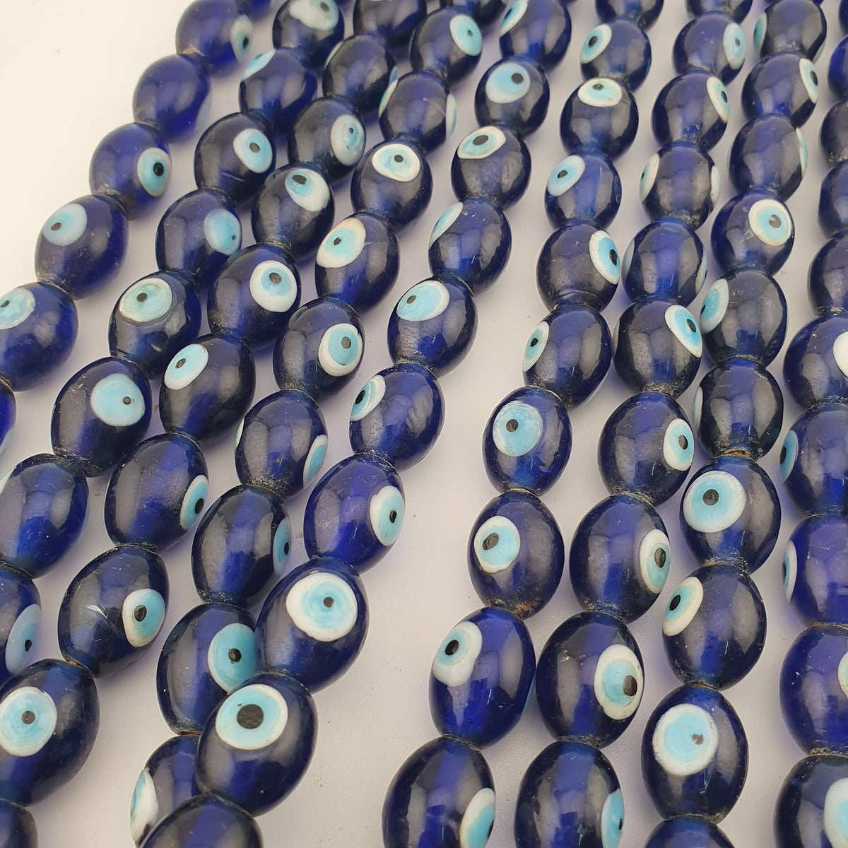 Vintage Venetian Style Evil Eyes Glass Beads Strands 12x16 mm 20 inches Long