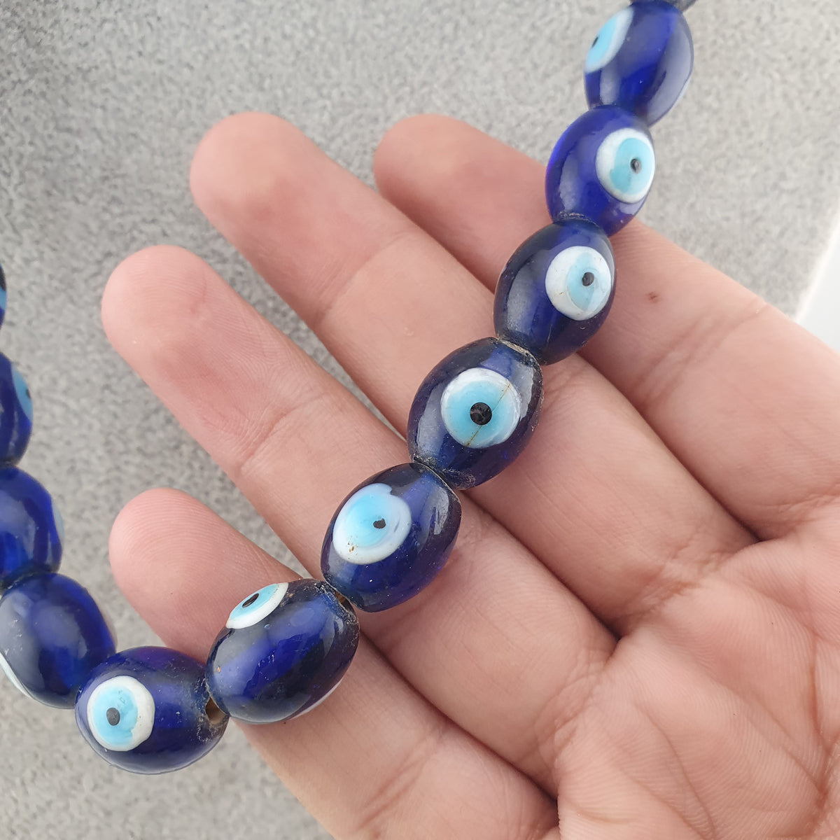 Vintage Venetian Style Evil Eyes Glass Beads Strands 12x16 mm 20 inches Long