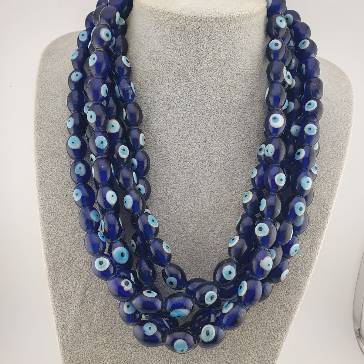 Vintage Venetian Style Evil Eyes Glass Beads Strands 12x16 mm 20 inches Long