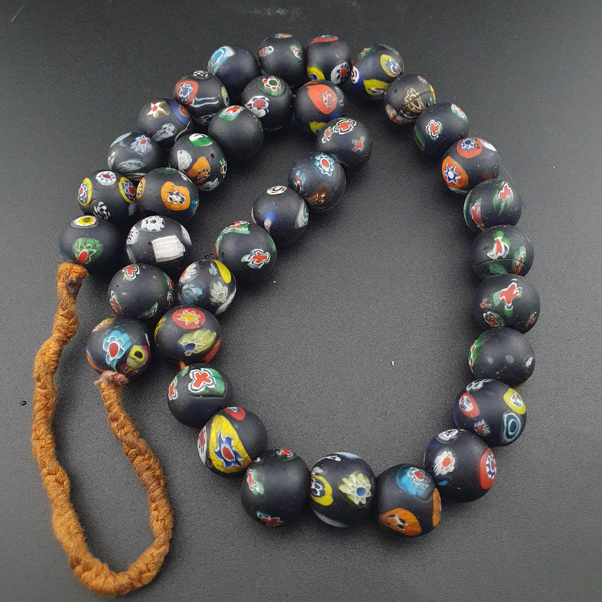 Vintage Venetian Style Millefiori Face Glass Beads Strands Necklace 16-17mm 20 inches