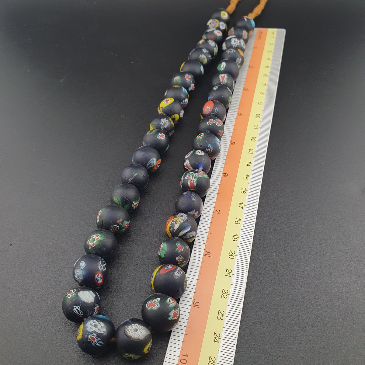 Vintage Venetian Style Millefiori Face Glass Beads Strands Necklace 16-17mm 20 inches