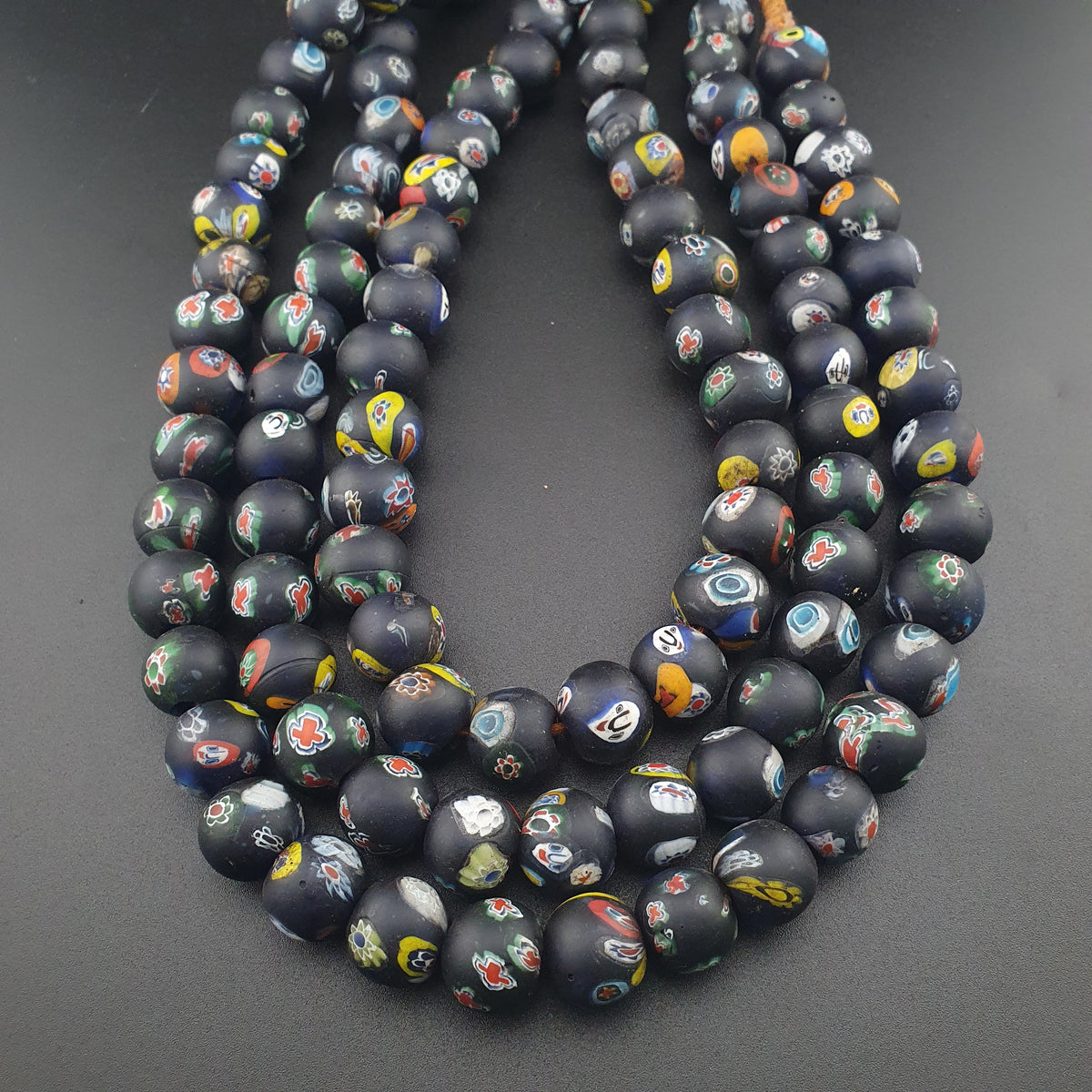 Vintage Venetian Style Millefiori Face Glass Beads Strands Necklace 16-17mm 20 inches