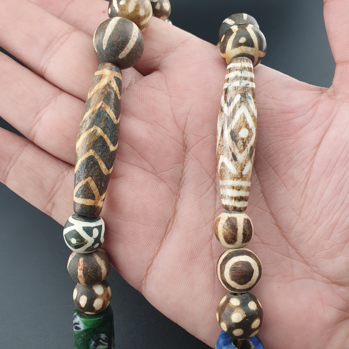 Vintage Asian & African Pumtekpyu , Glass beads Necklace 20inches Long