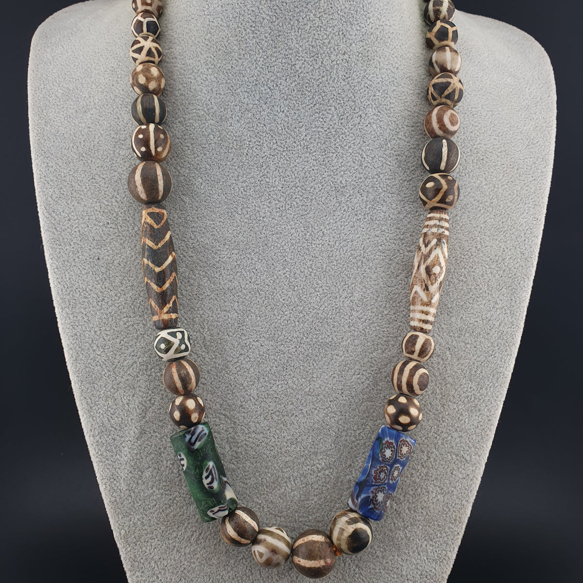 Vintage Asian & African Pumtekpyu , Glass beads Necklace 20inches Long