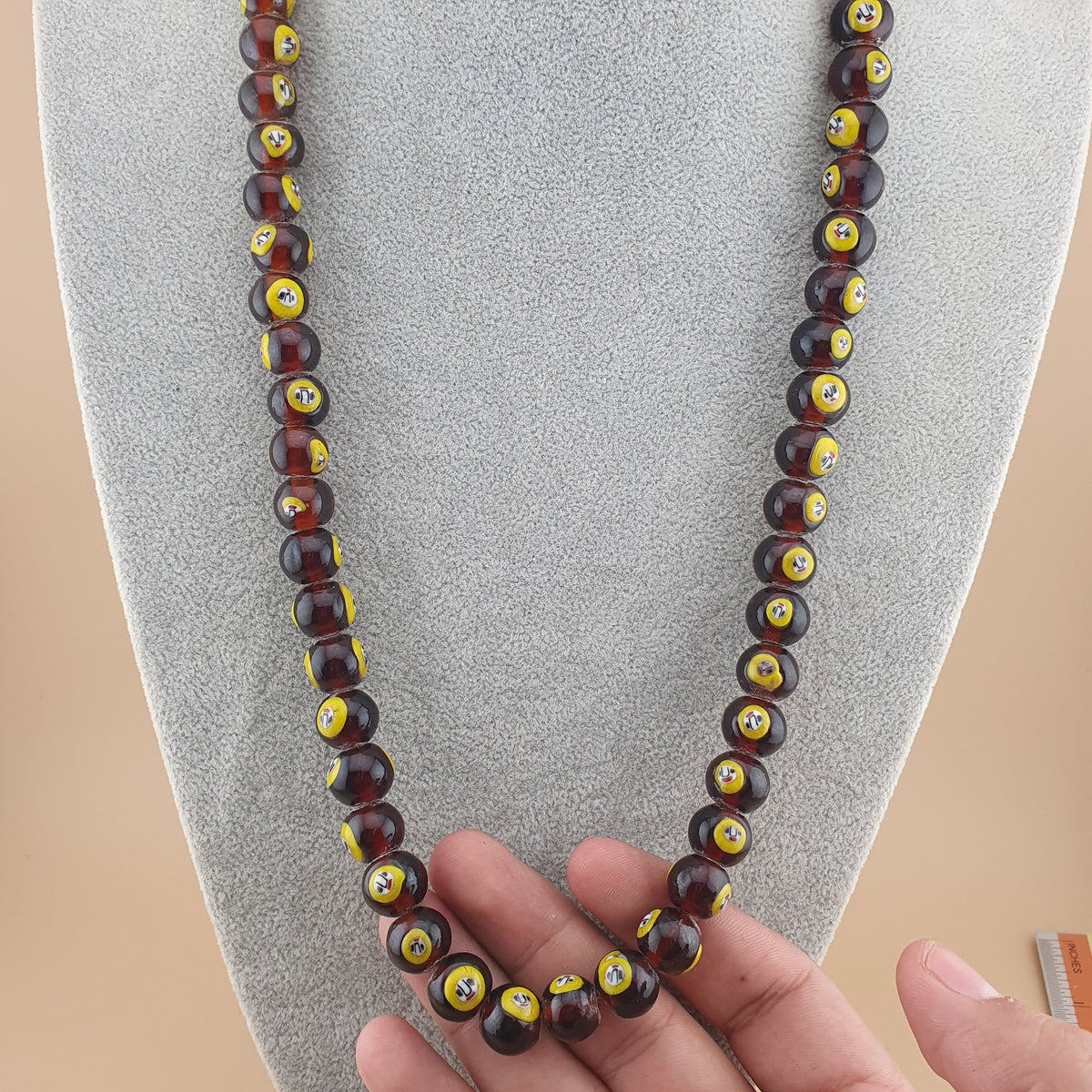Collier de perles de verre vintage style vénitien africain - 50 cm