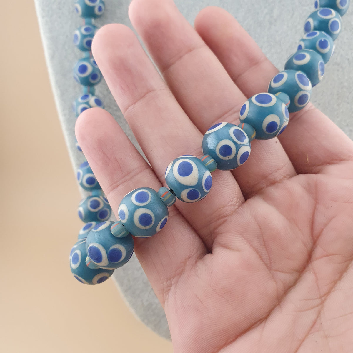 Vintage Thousand Eyes Venetian Style Glass Beads Necklace 24 inches