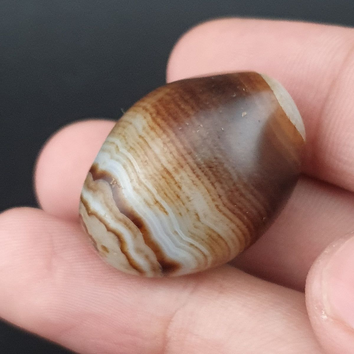 Amulette perlée agate naturelle œil de Souleïmani vintage