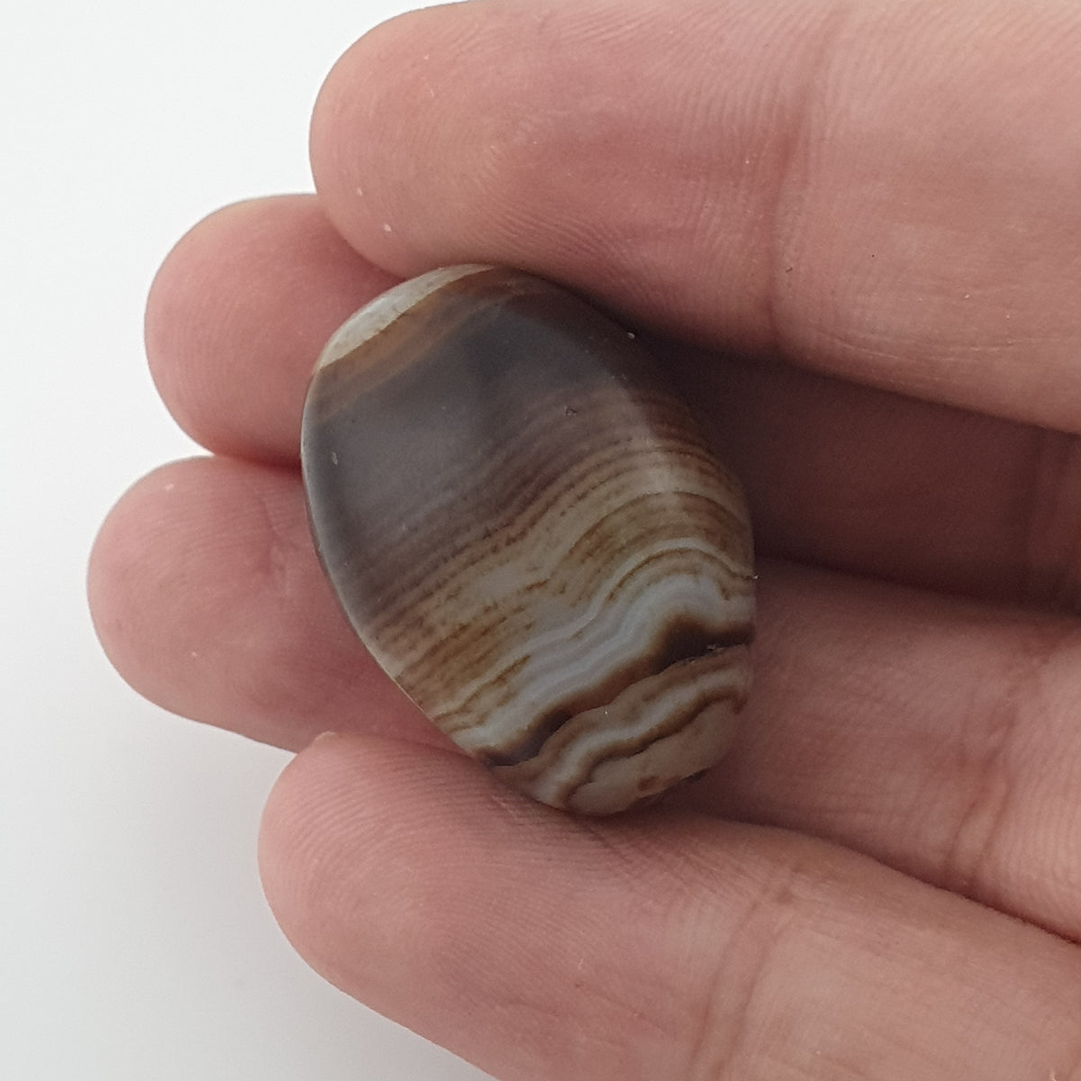Amulette perlée agate naturelle œil de Souleïmani vintage