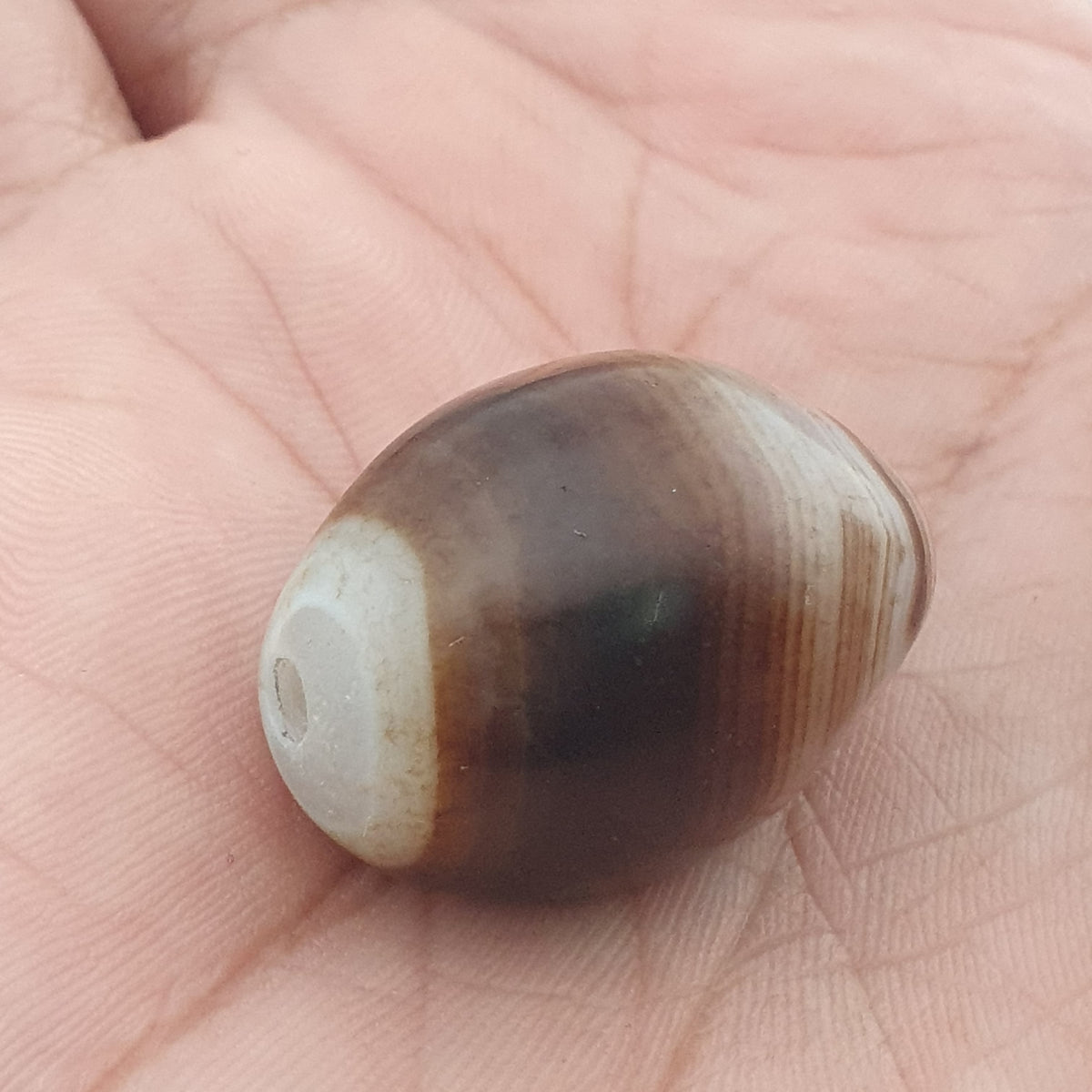Amulette perlée agate naturelle œil de Souleïmani vintage