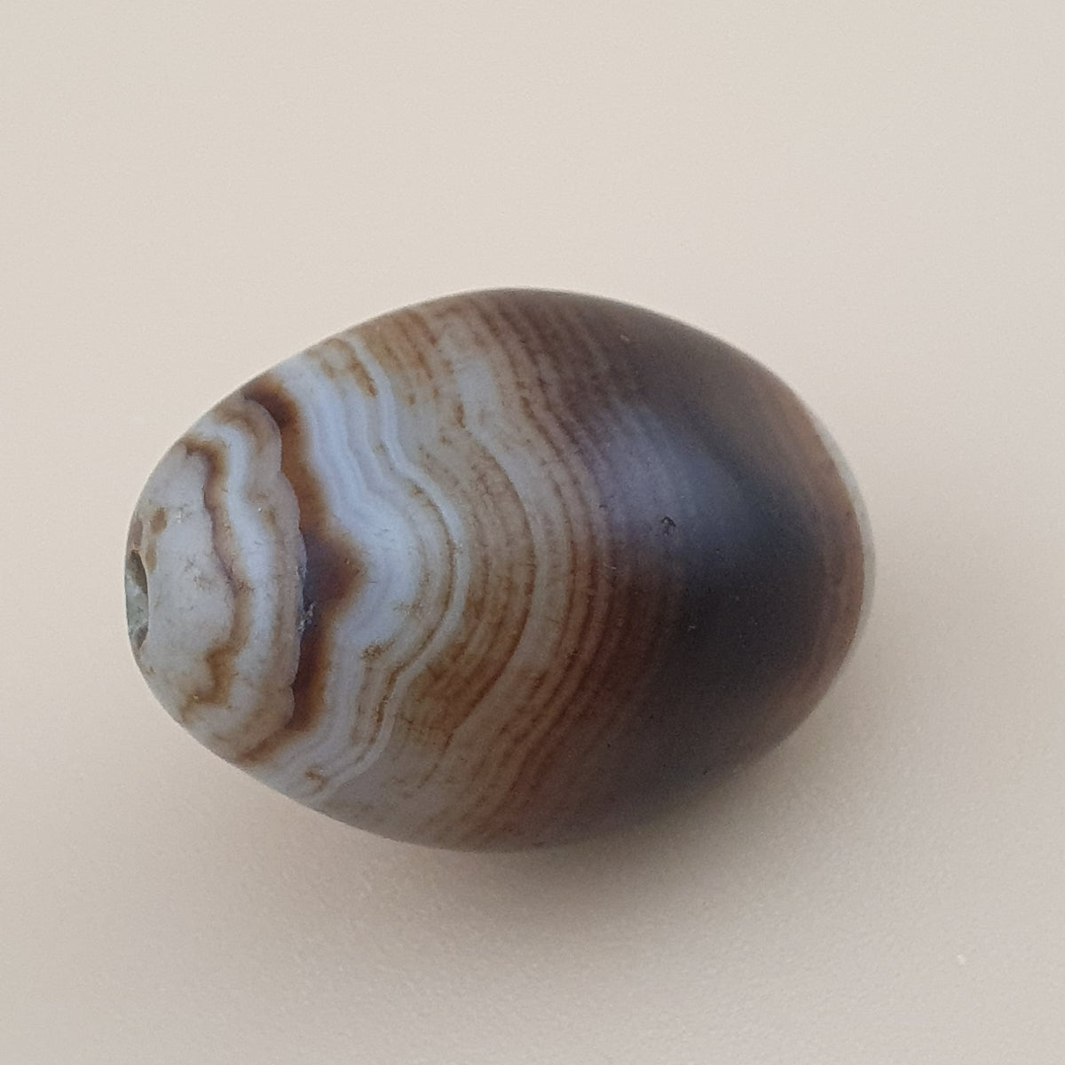 Amulette perlée agate naturelle œil de Souleïmani vintage