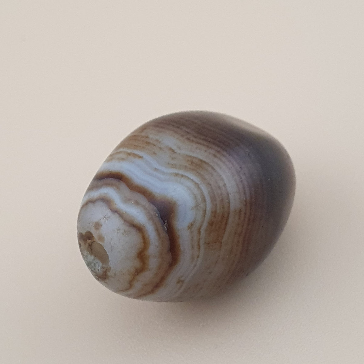 Amulette perlée agate naturelle œil de Souleïmani vintage