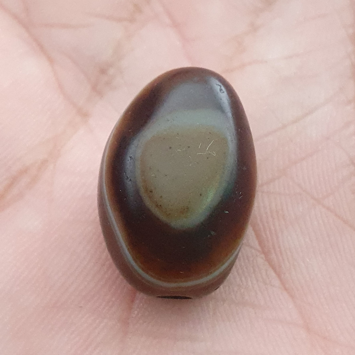 Amulette vintage en perles d'agate de Suleiman : Pierre gemme naturelle à motif œil