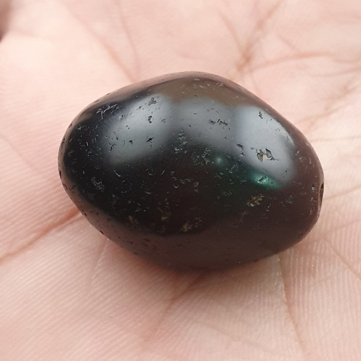 Rare Perle Amulette en Agate Naturelle de Suliemani Vintage