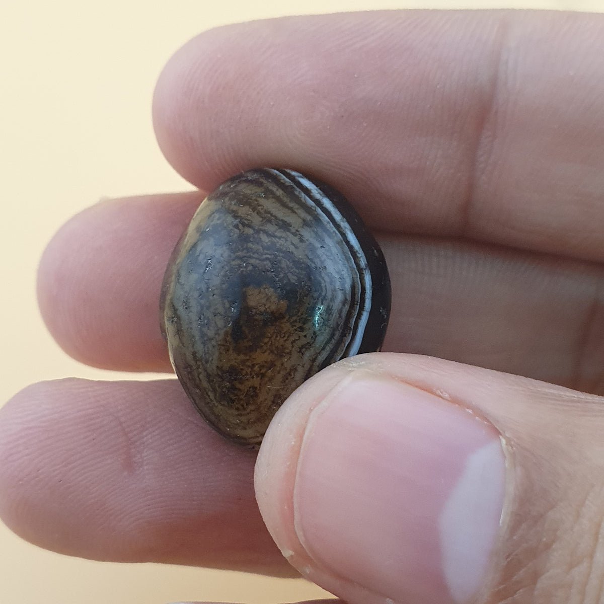 Perle d'agate Suliemani vintage naturelle pour amulette 21,6 mm x 17,2 mm