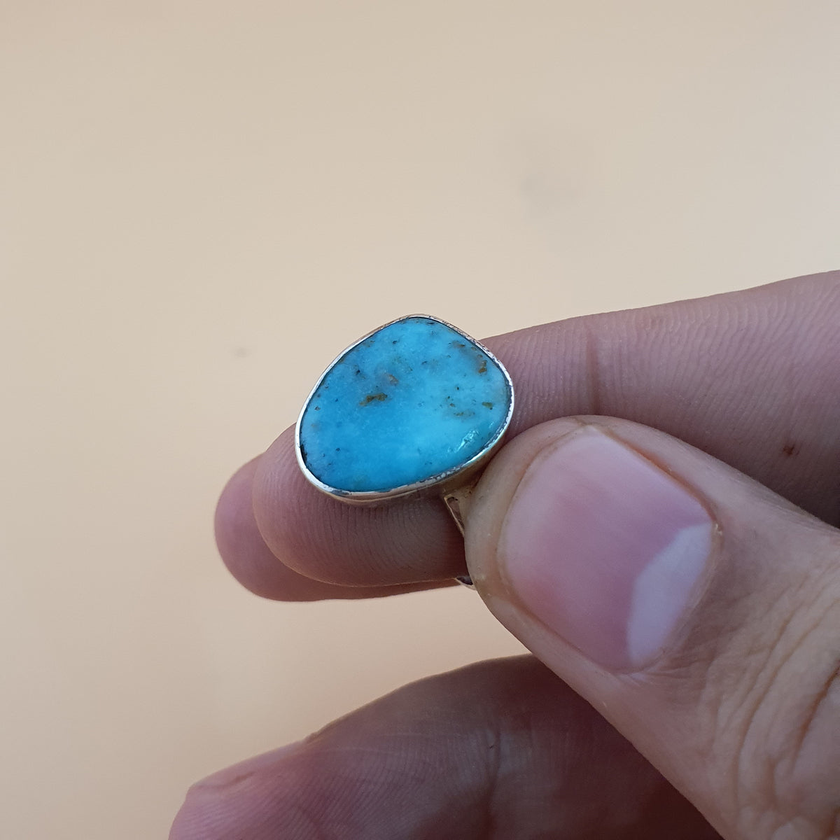 Bague en argent sterling avec turquoise naturelle d'Arizona, fabriquée à la main, style bohème, petite bague en pierre précieuse