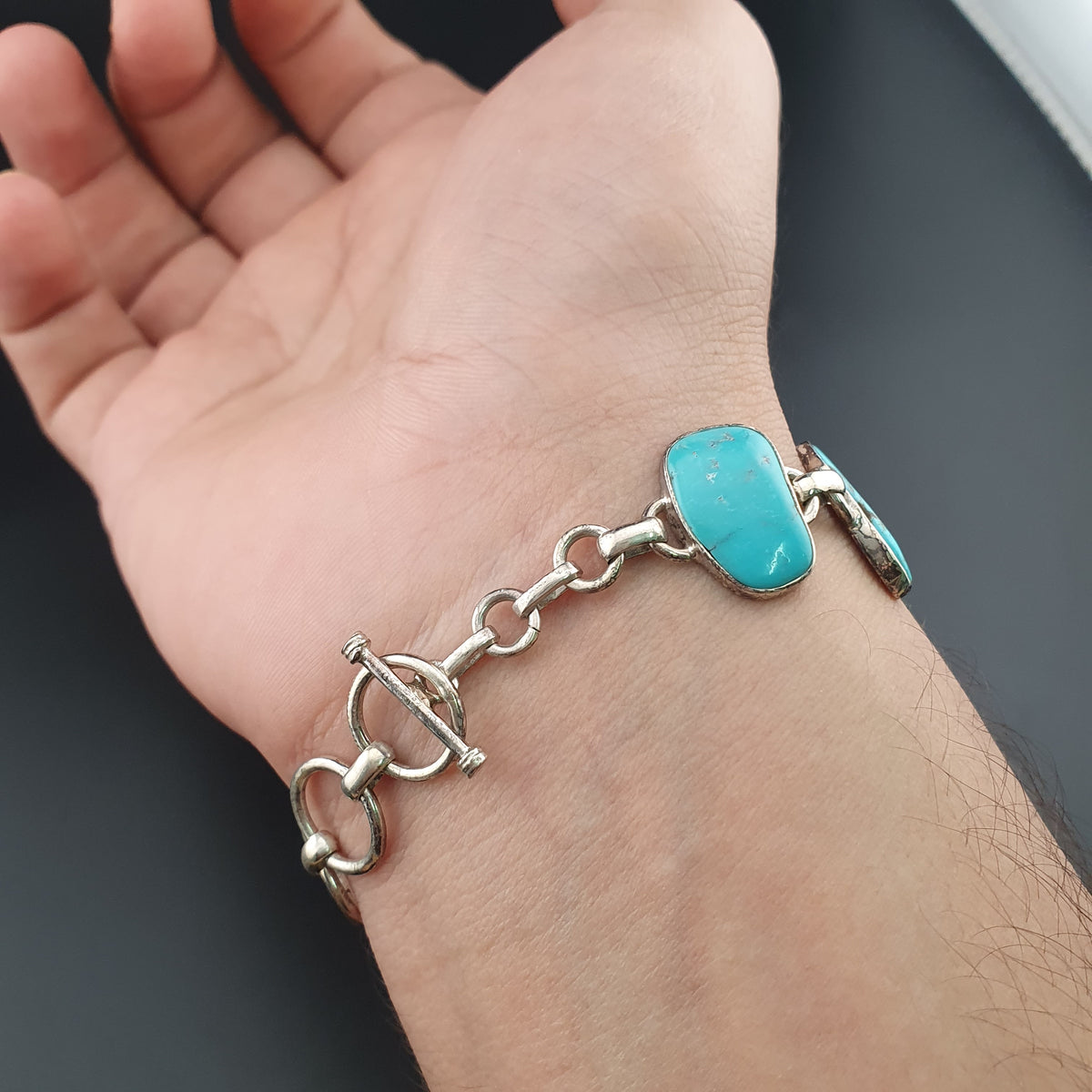 Bracelet en argent sterling et turquoise d'Arizona : Bijoux bohèmes style sud-ouest