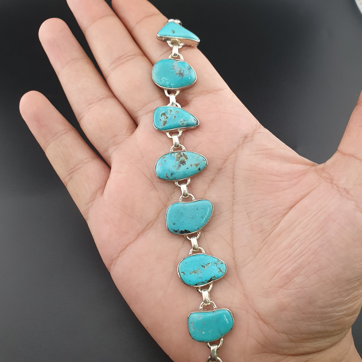 Bracelet en argent sterling et turquoise d'Arizona : Bijoux bohèmes style sud-ouest