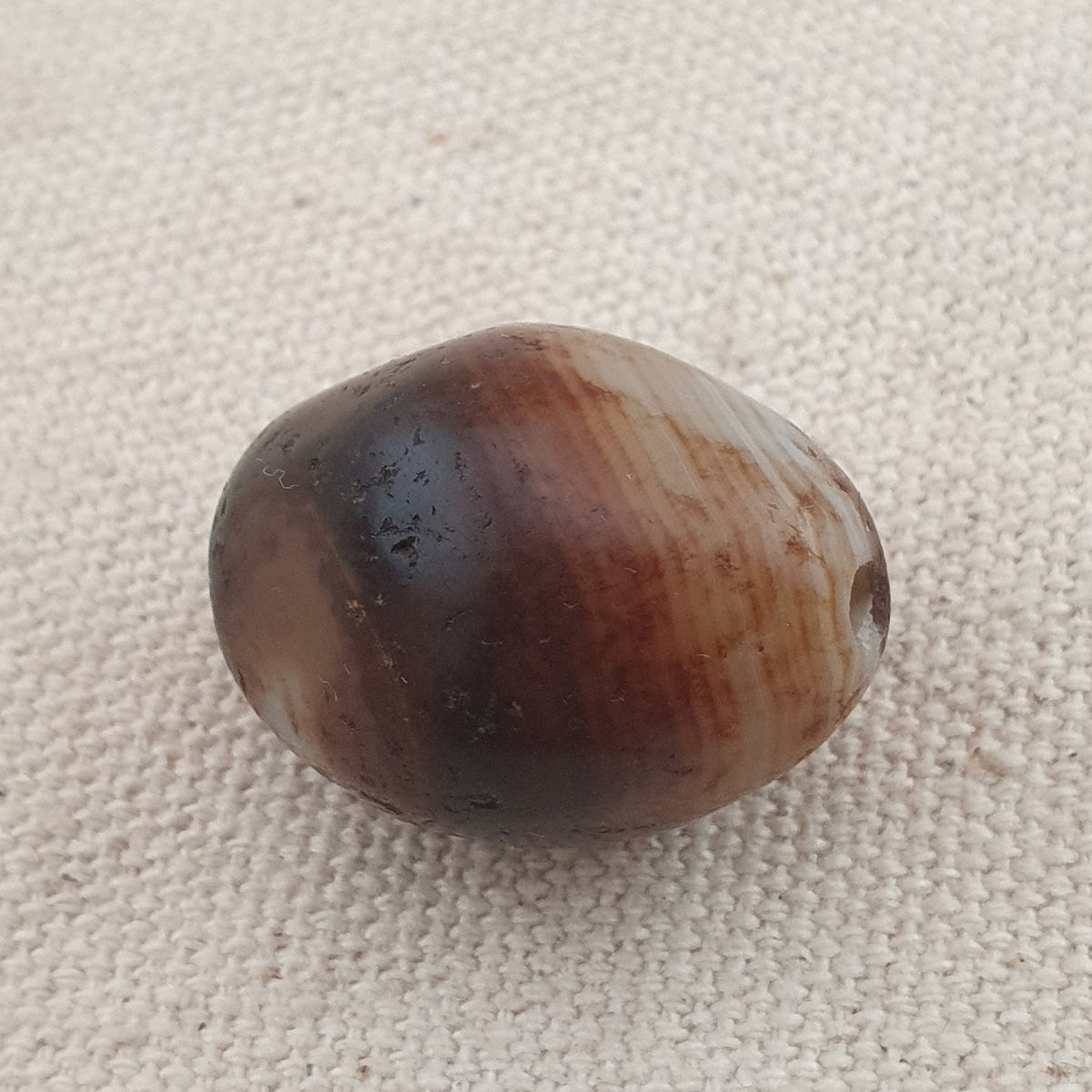 Amulette vintage en perles d'agate oeil de Suliemani à motif naturel