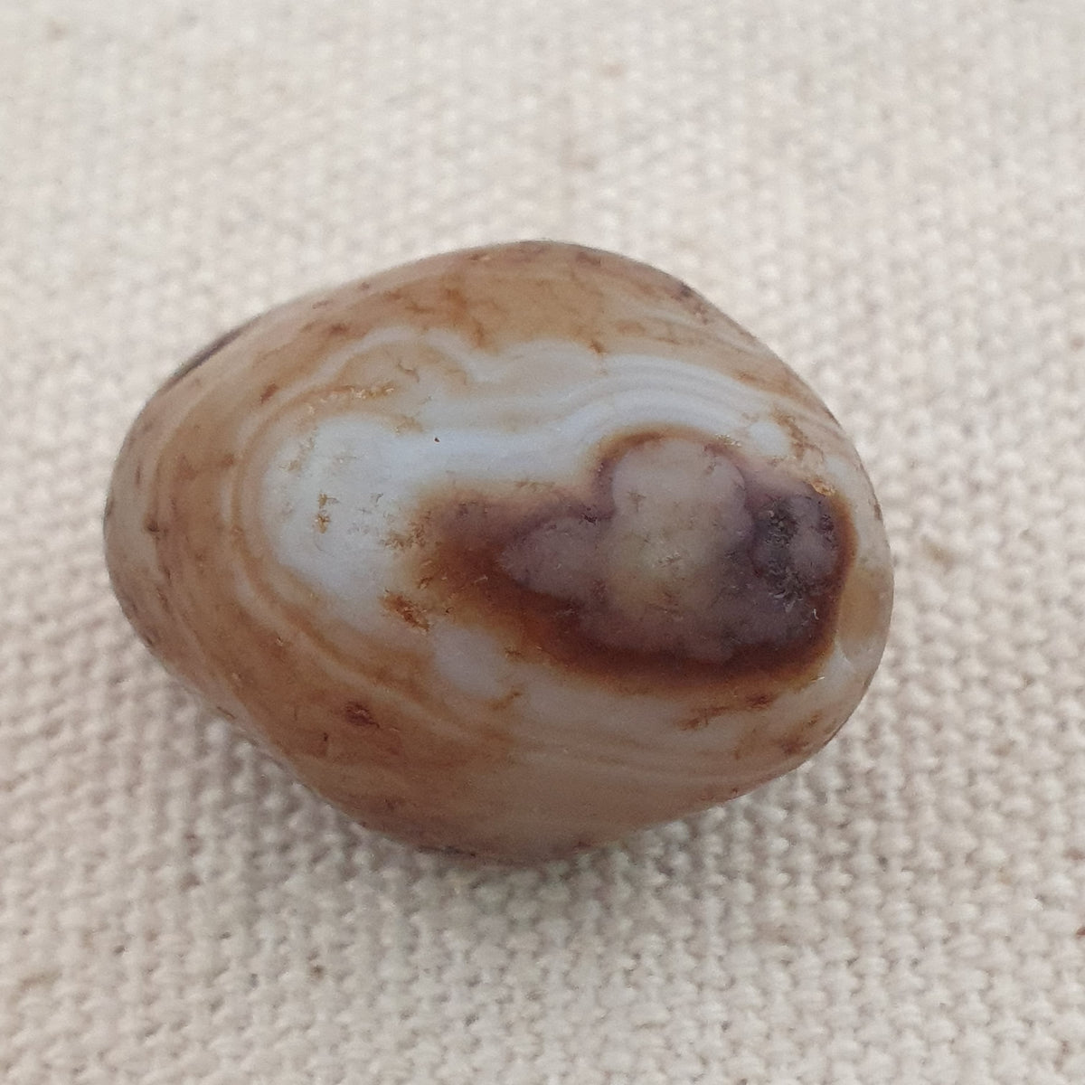 Amulette vintage en perles d'agate oeil de Suliemani à motif naturel