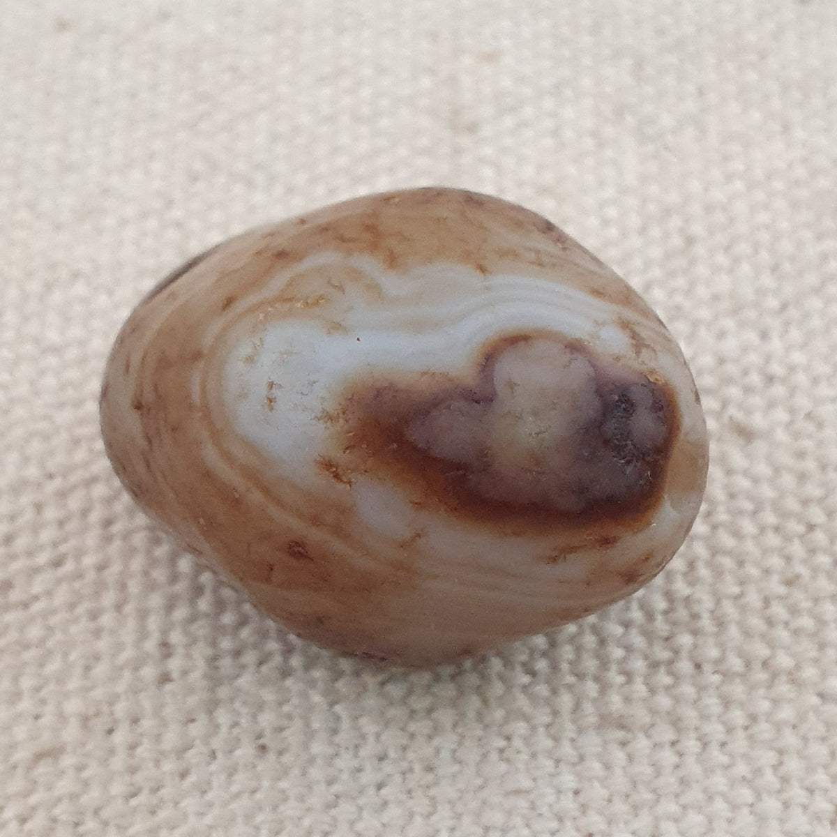 Amulette vintage en perles d'agate oeil de Suliemani à motif naturel