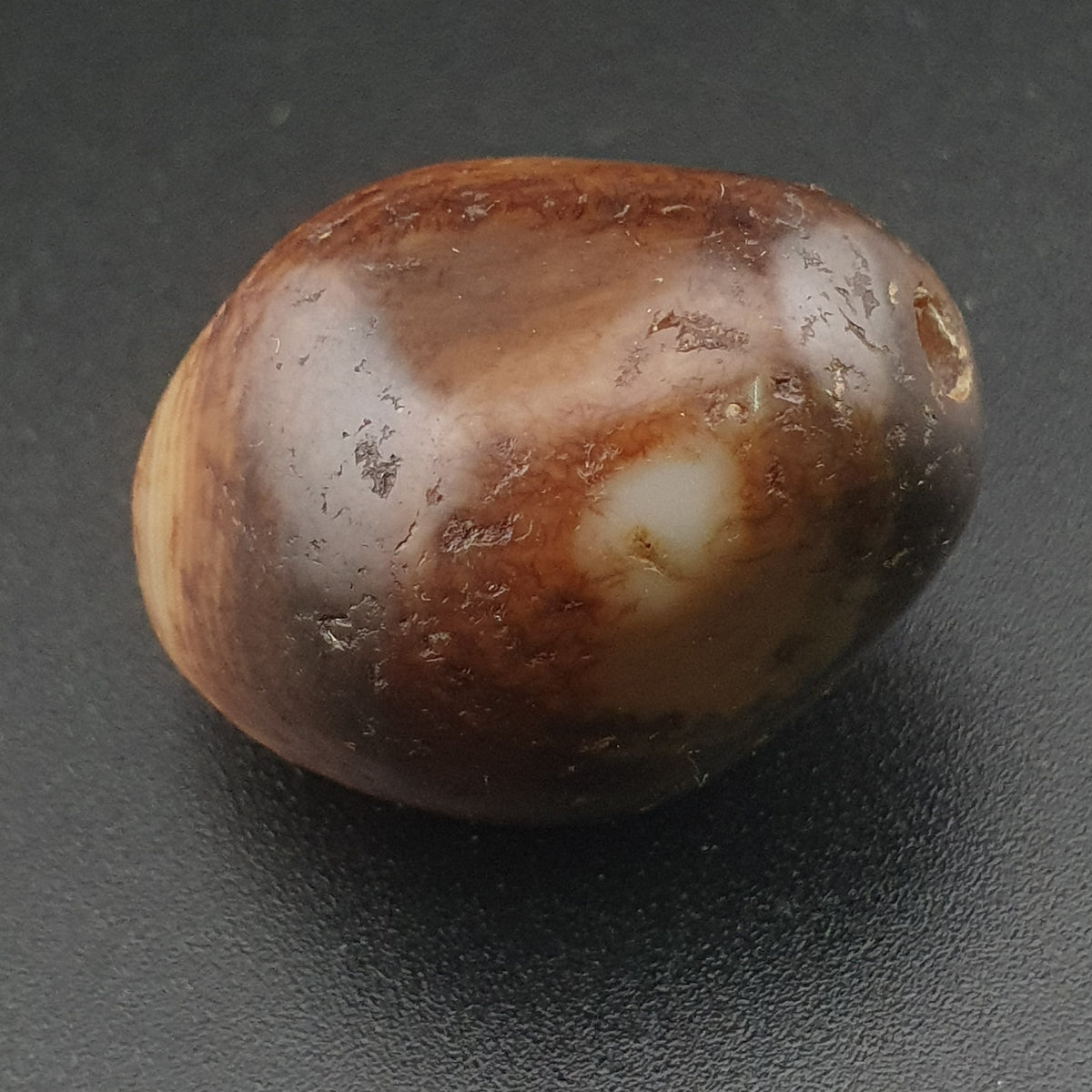 Amulette vintage en perles d'agate oeil de Suliemani à motif naturel