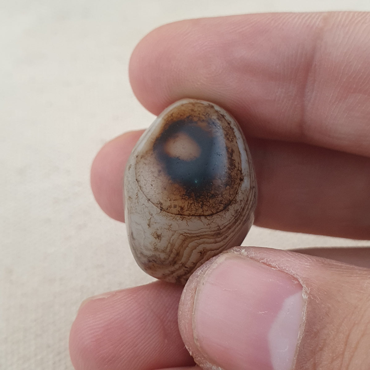 Vintage Suliemani Natürliche Augen-Achat-Perlen-Amulett