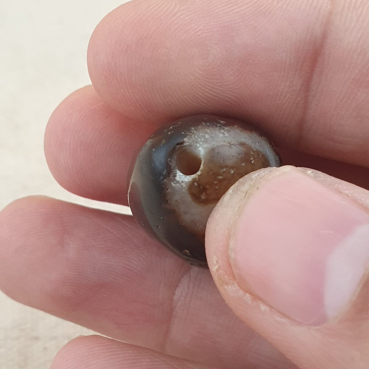 Amulette en perles d'agate Suliemani à yeux cristallisés de style antique vintage
