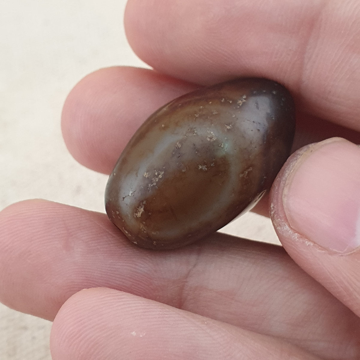 Amulette en perles d'agate Suliemani à yeux cristallisés de style antique vintage