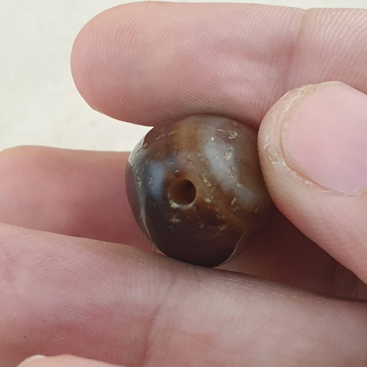 Amulette en perles d'agate Suliemani à yeux cristallisés de style antique vintage