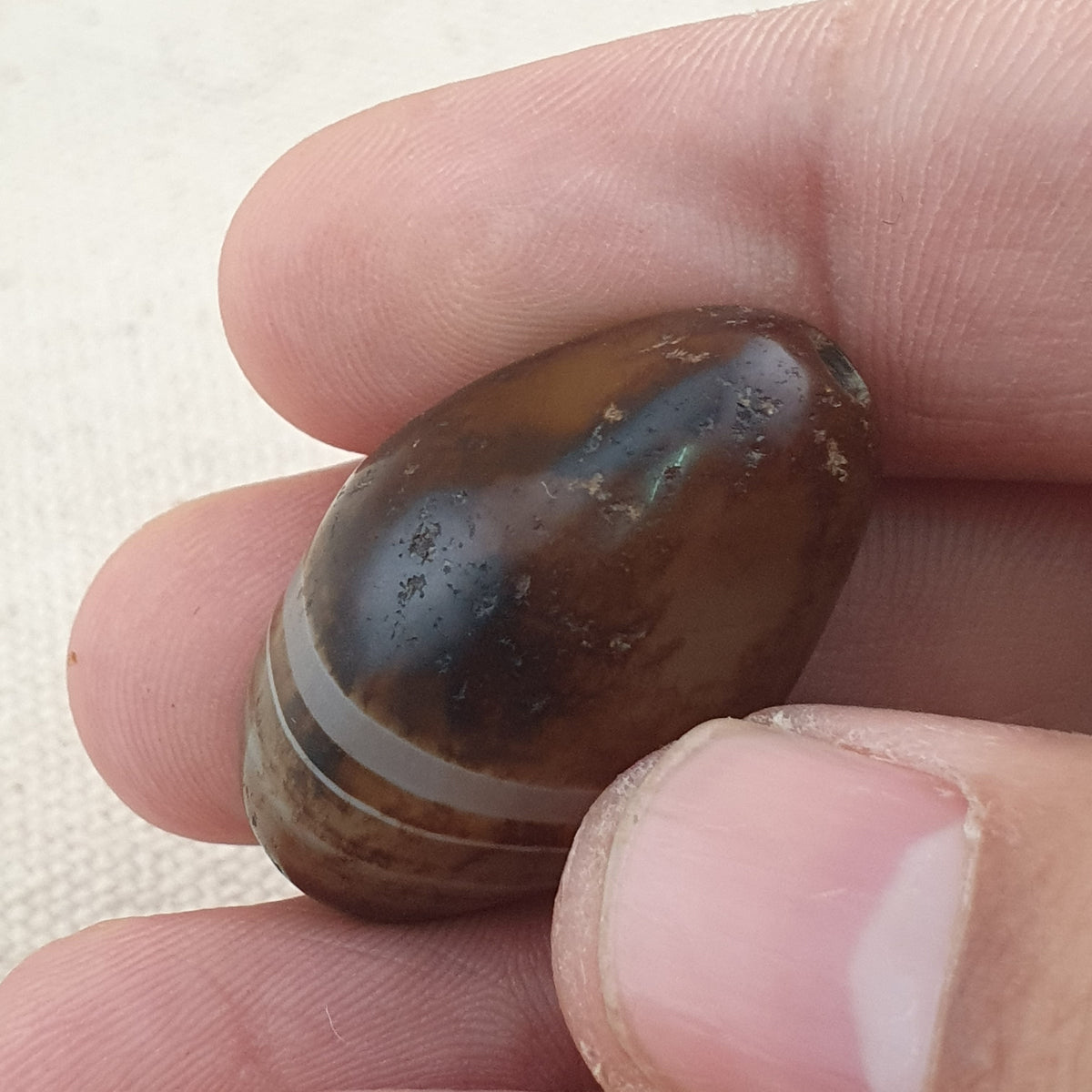 Amulette vintage en agate œil de Souleiman
