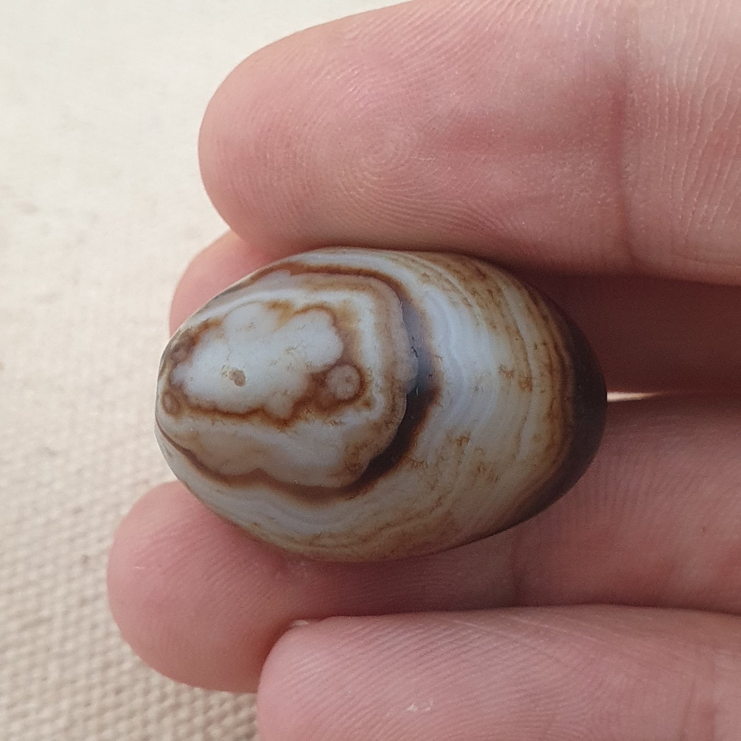 Vintage Suliemani Achat Perle: Natürlicher Augen-Amulettstein