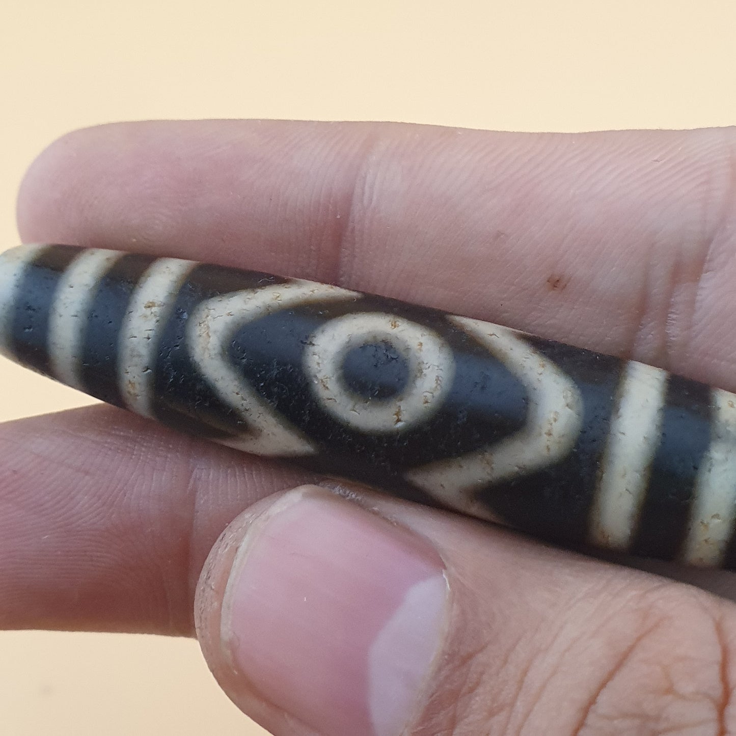 Vintage Antik inspiriert Himalaya Tibet 3 Augen Achat Edelstein Perle Amulett Anhänger