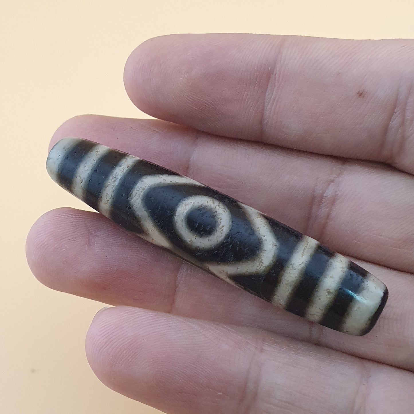 Vintage Antik inspiriert Himalaya Tibet 3 Augen Achat Edelstein Perle Amulett Anhänger