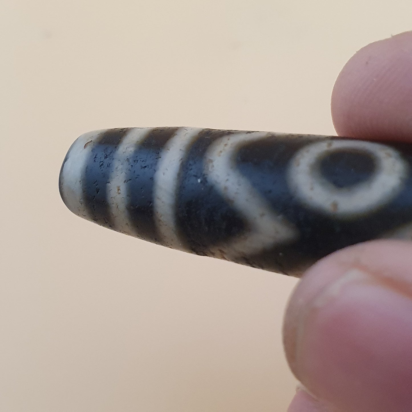 Vintage Antik inspiriert Himalaya Tibet 3 Augen Achat Edelstein Perle Amulett Anhänger