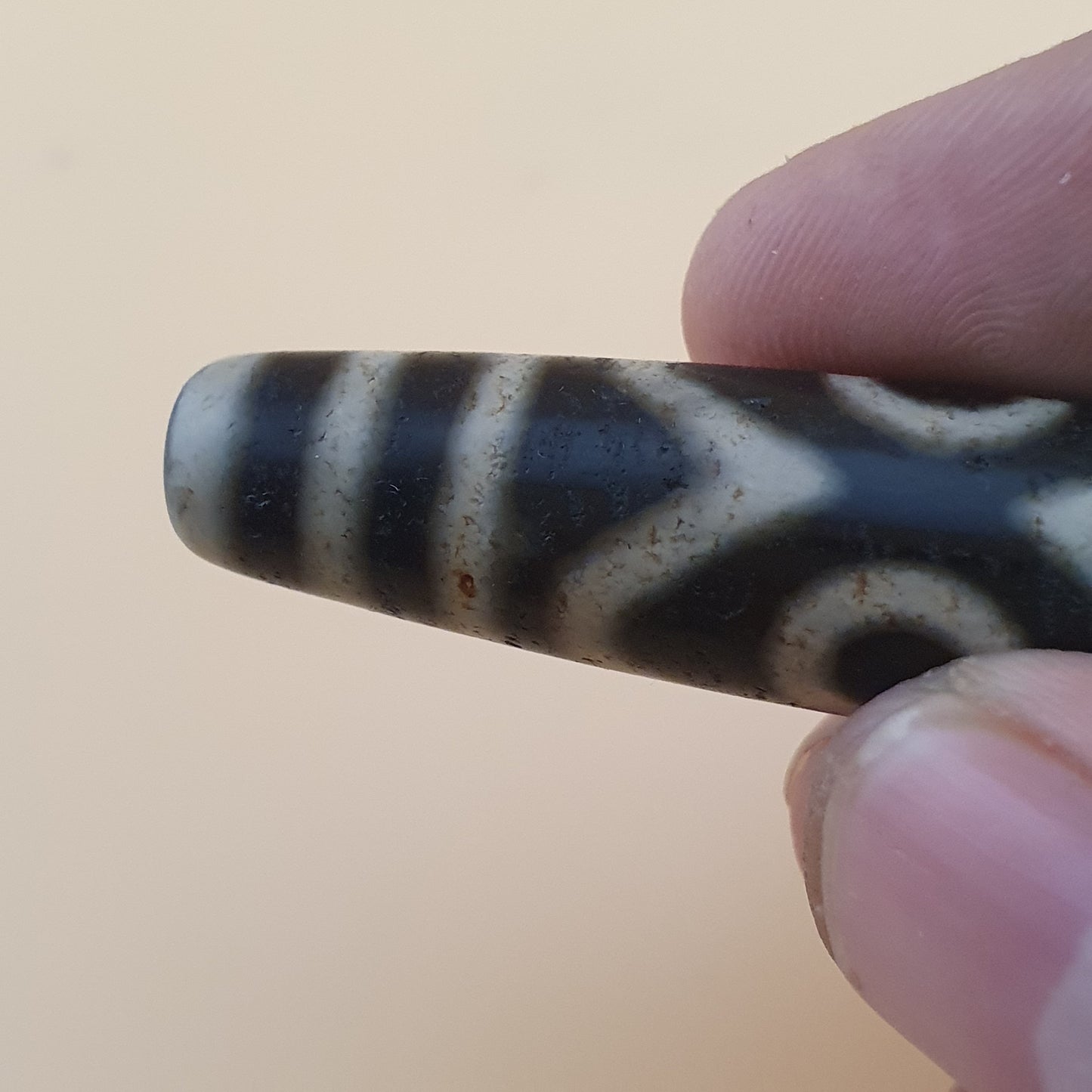 Vintage Antik inspiriert Himalaya Tibet 3 Augen Achat Edelstein Perle Amulett Anhänger