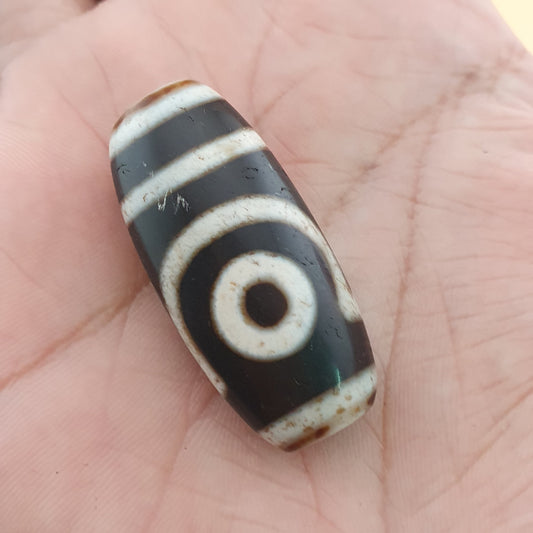 Vintage 2-Augen Achat Dzi Perle: Tibetisches Himalaya-Amulett