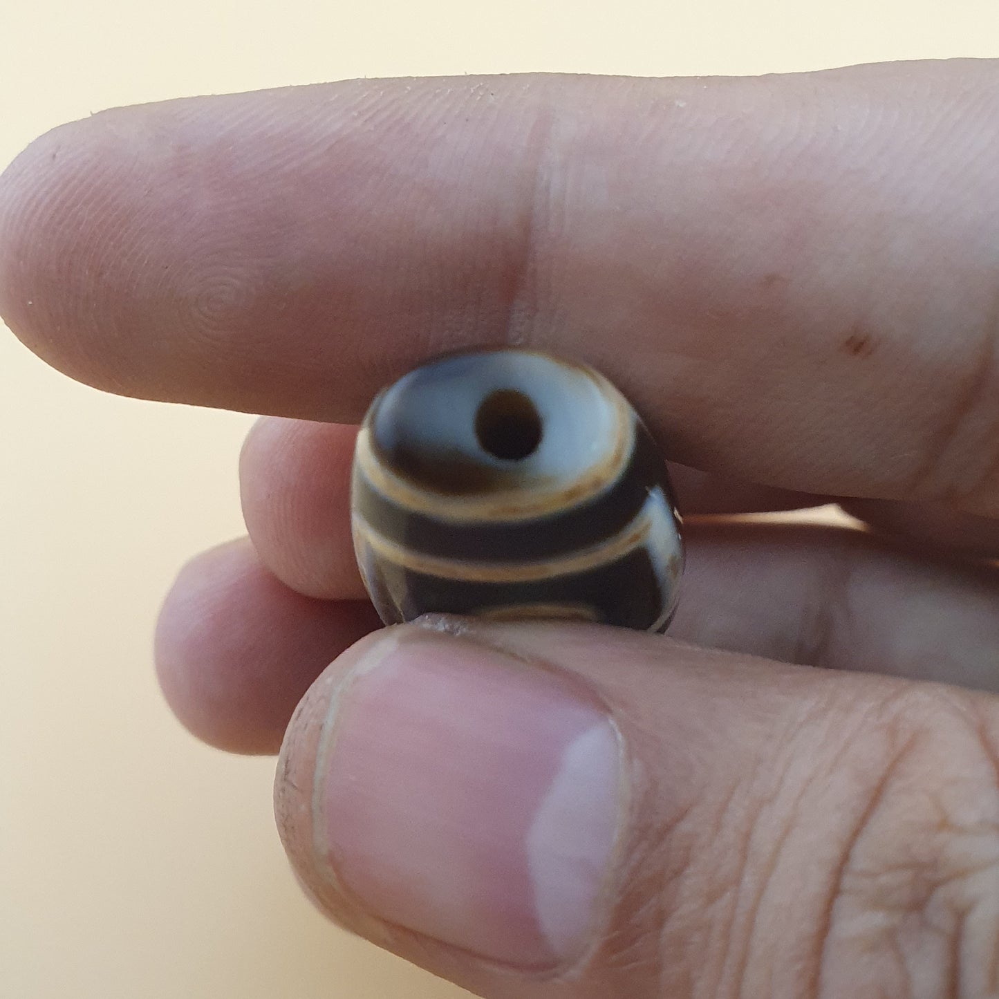 Vintage 4 Augen Himalaya Tibet Achat Perlen Amulett