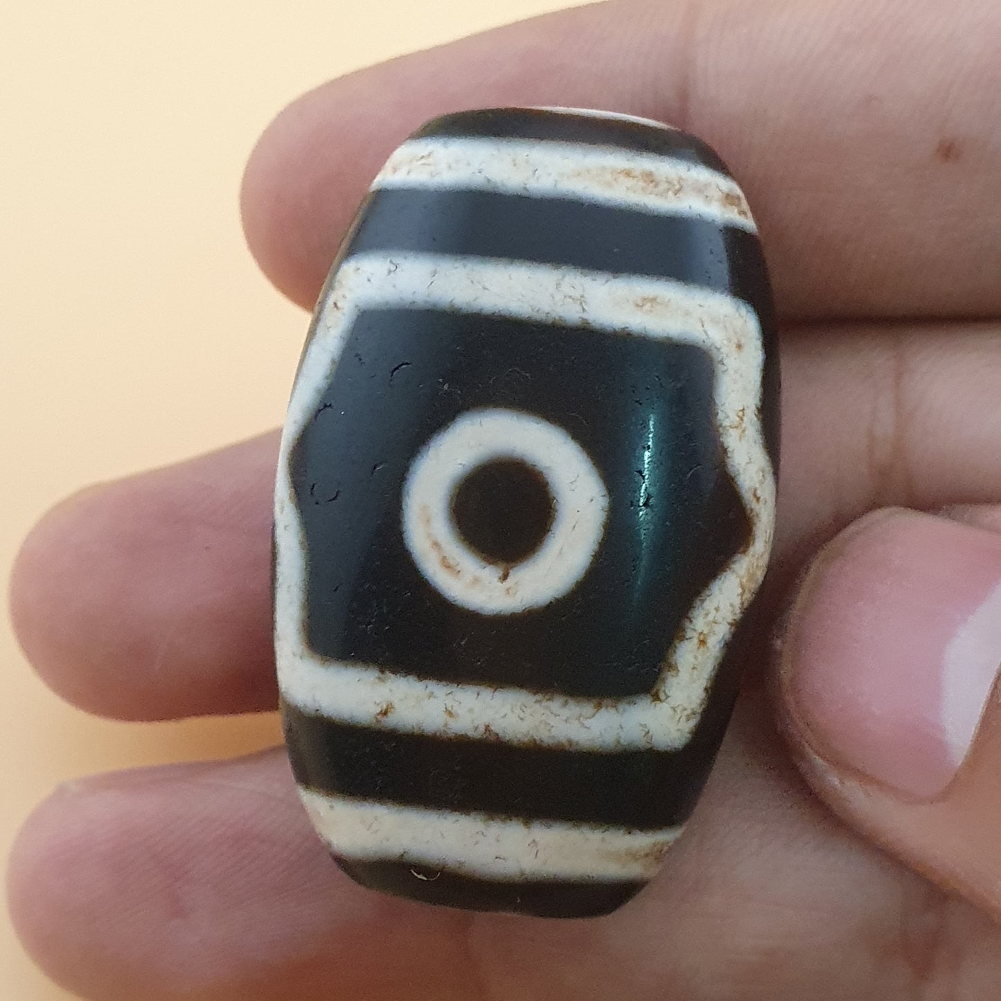 Vintage 3 Augen Himalaya Tibet Achate Dzi Perlen Amulett
