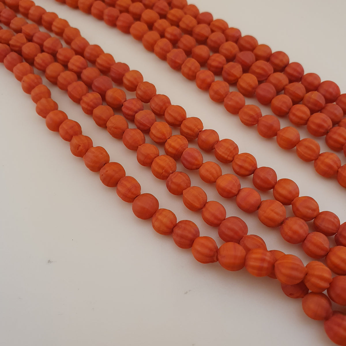 Lot de 4 Colliers de Perles de Verre Vintage en Forme de Melon Style Africain