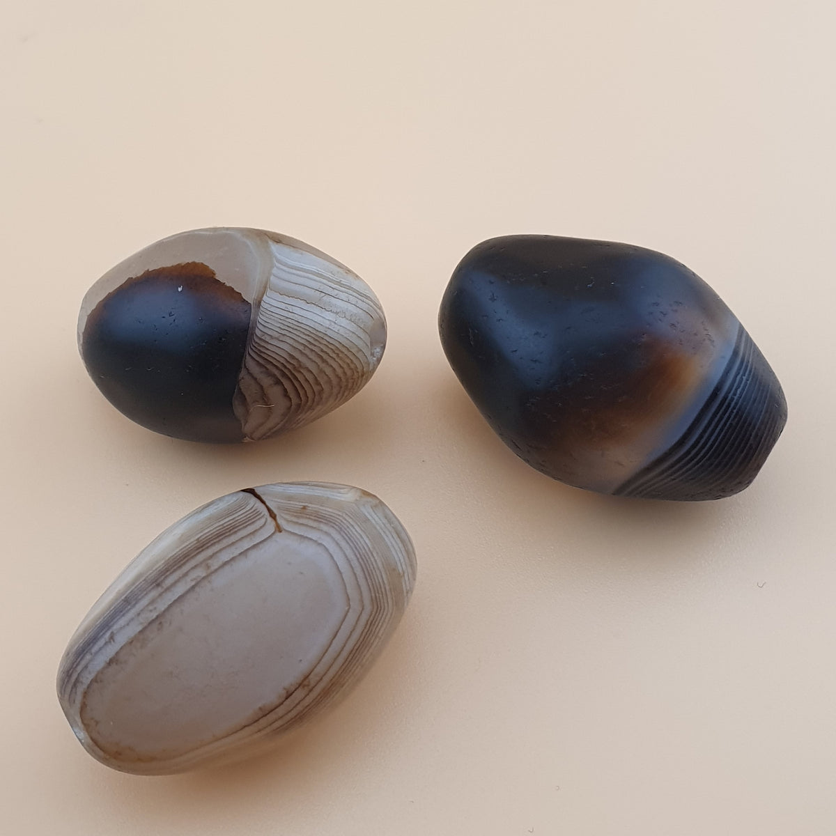 Lot of 3 Vintage Suliemani Eye Agate Beads Amulet