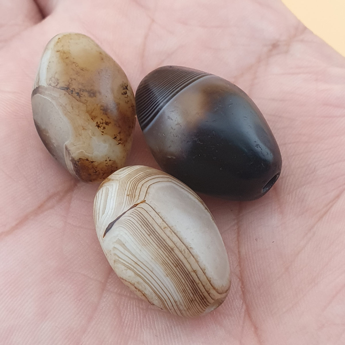 Lot of 3 Vintage Suliemani Eye Agate Beads Amulet