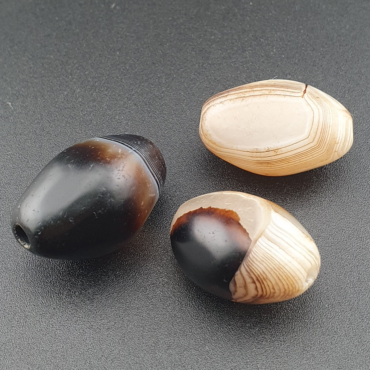 Lot of 3 Vintage Suliemani Eye Agate Beads Amulet