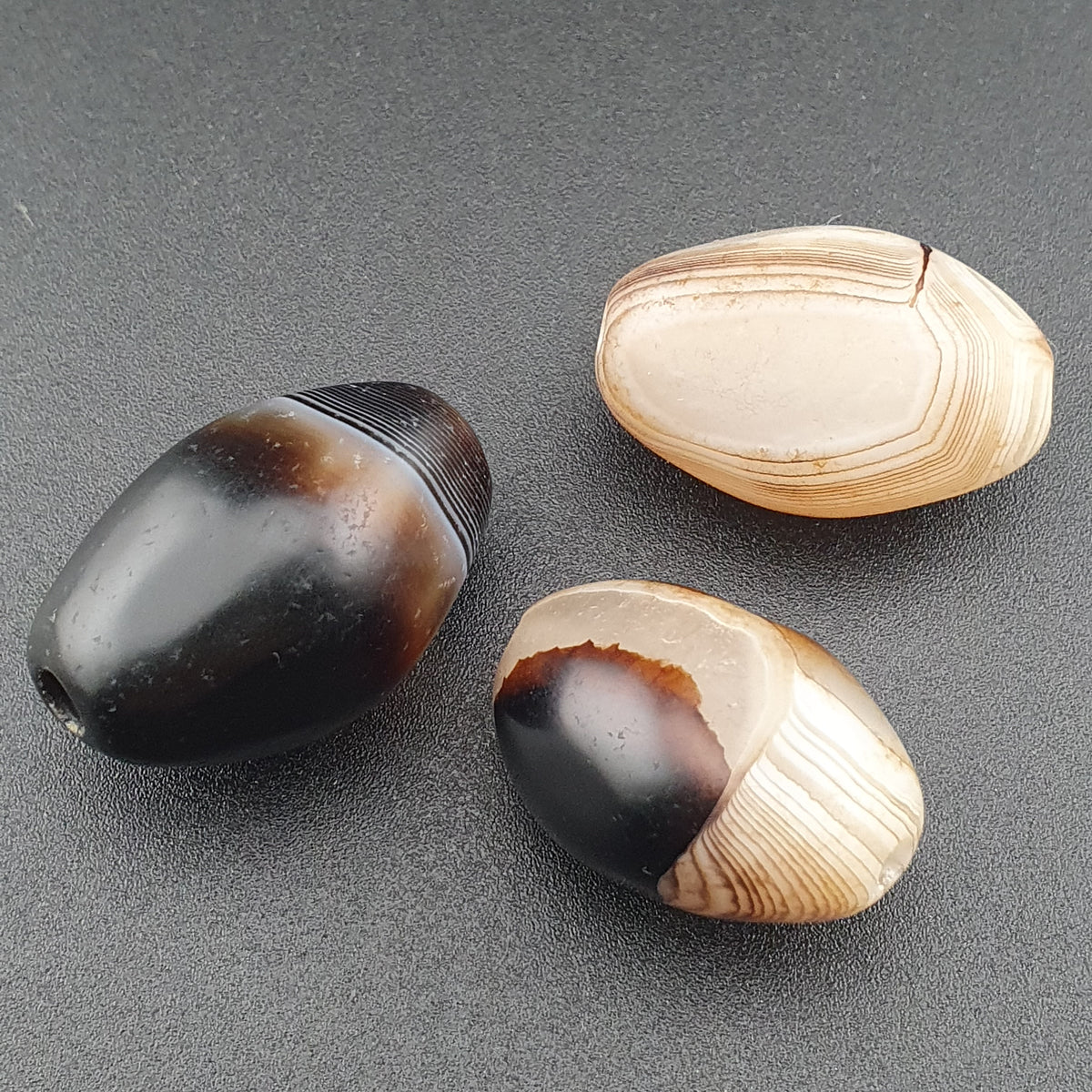 Lot of 3 Vintage Suliemani Eye Agate Beads Amulet