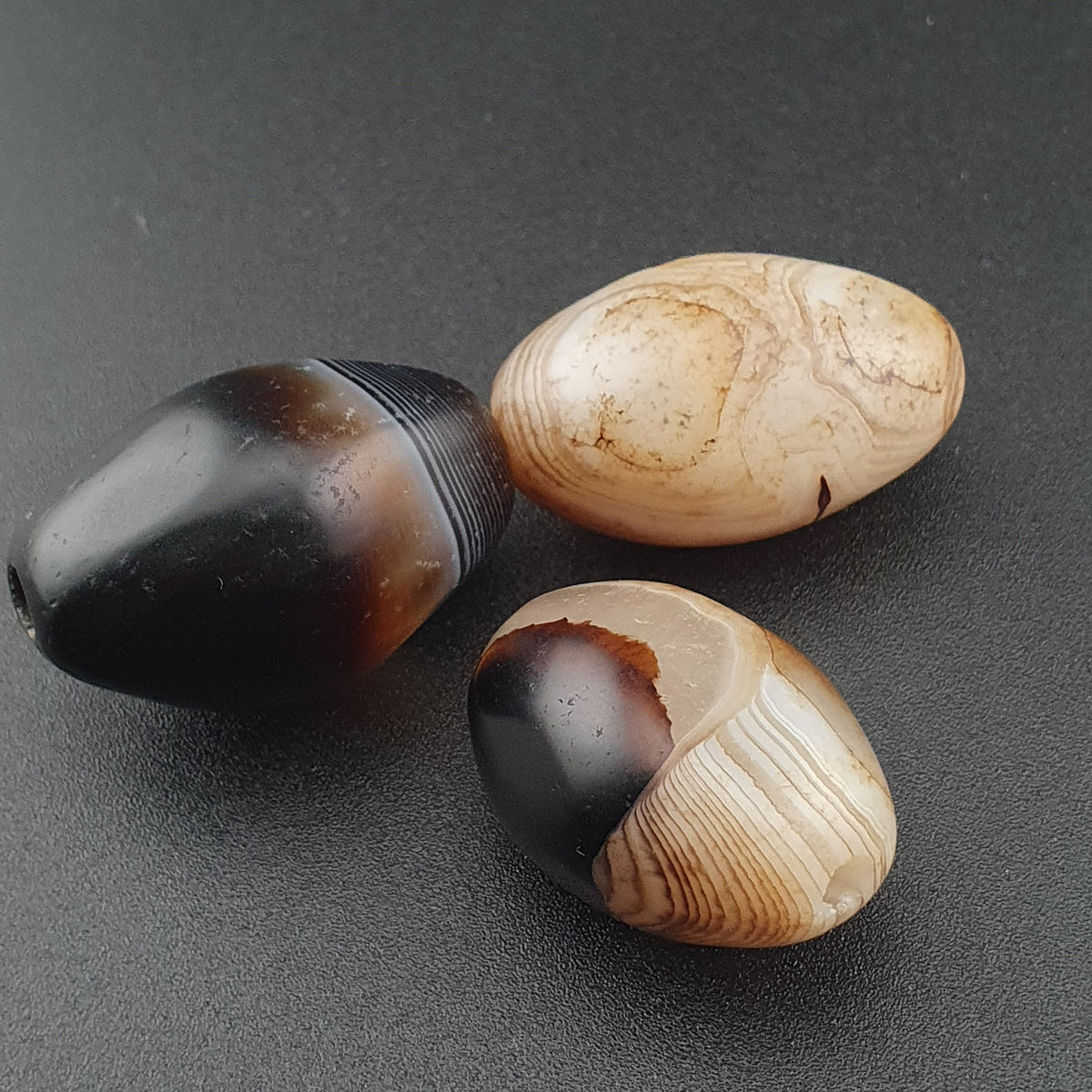 Lot of 3 Vintage Suliemani Eye Agate Beads Amulet