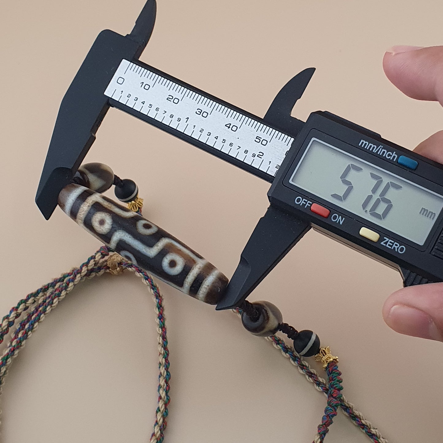 Vintage Himalaya 9 Augen Achat Dzi Perlen Anhänger Halskette