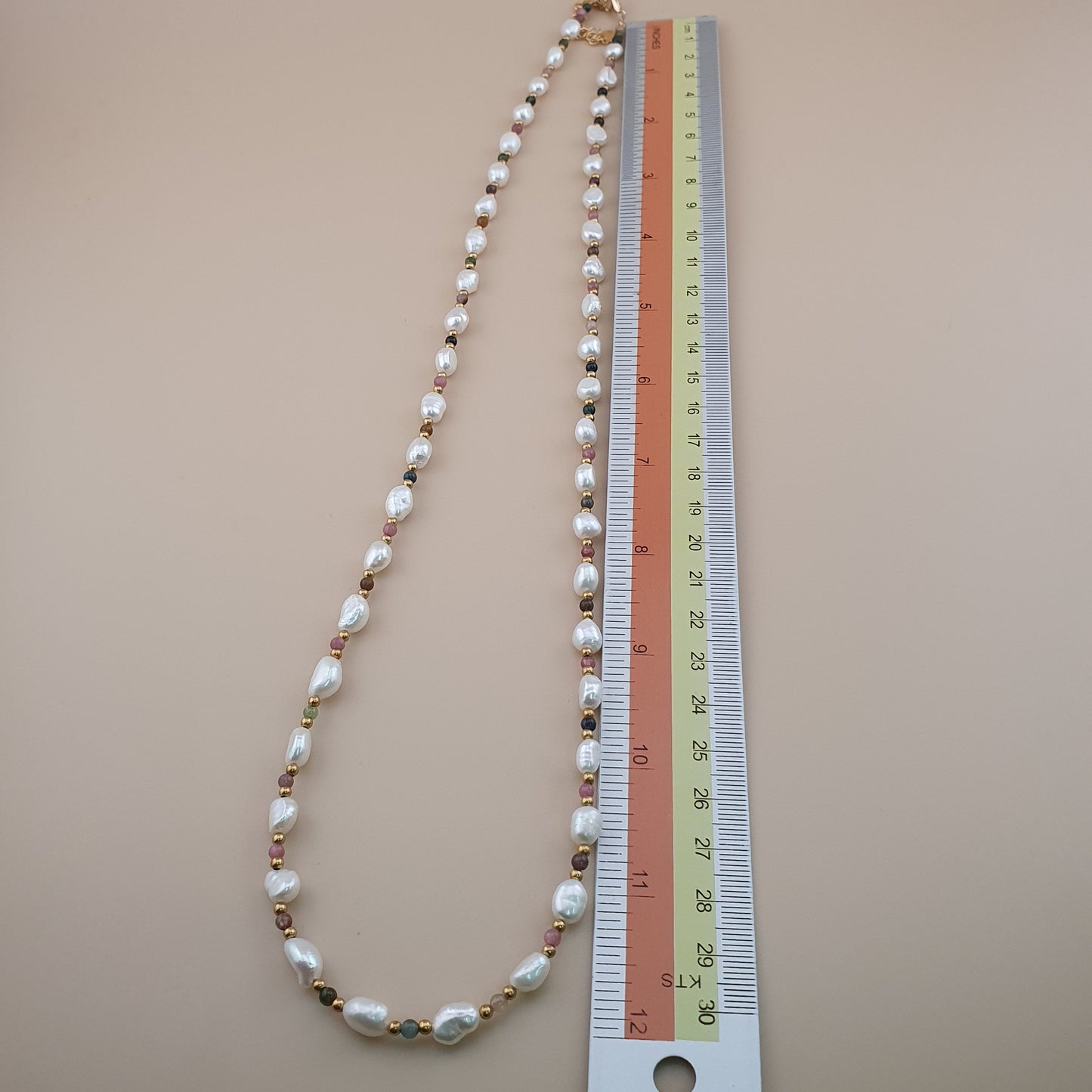 Freshwater Pearls with Tourmaline Gemstone Beads Necklace