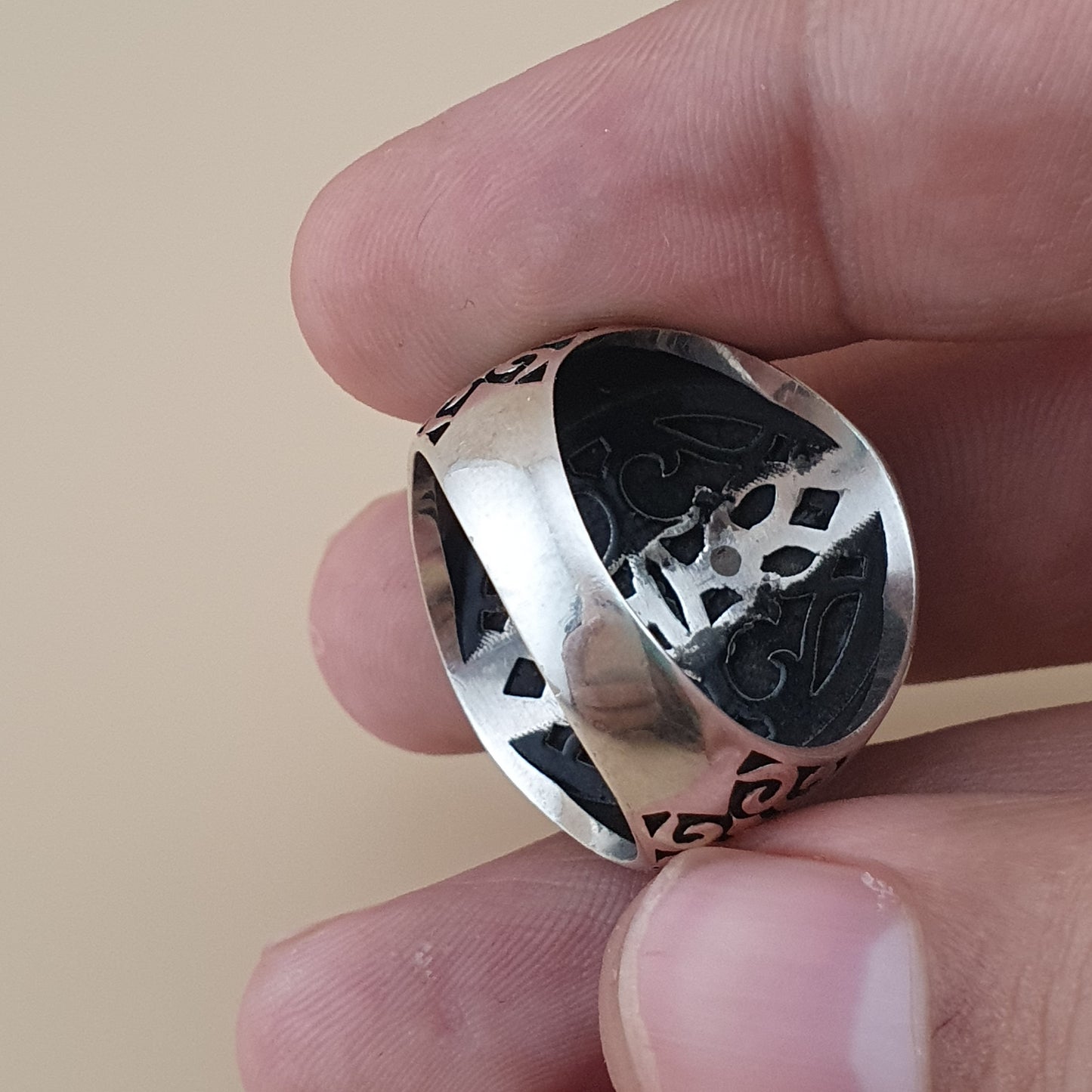 Handgefertigter, Vintage-inspirierter Achatring aus 925er Sterlingsilber