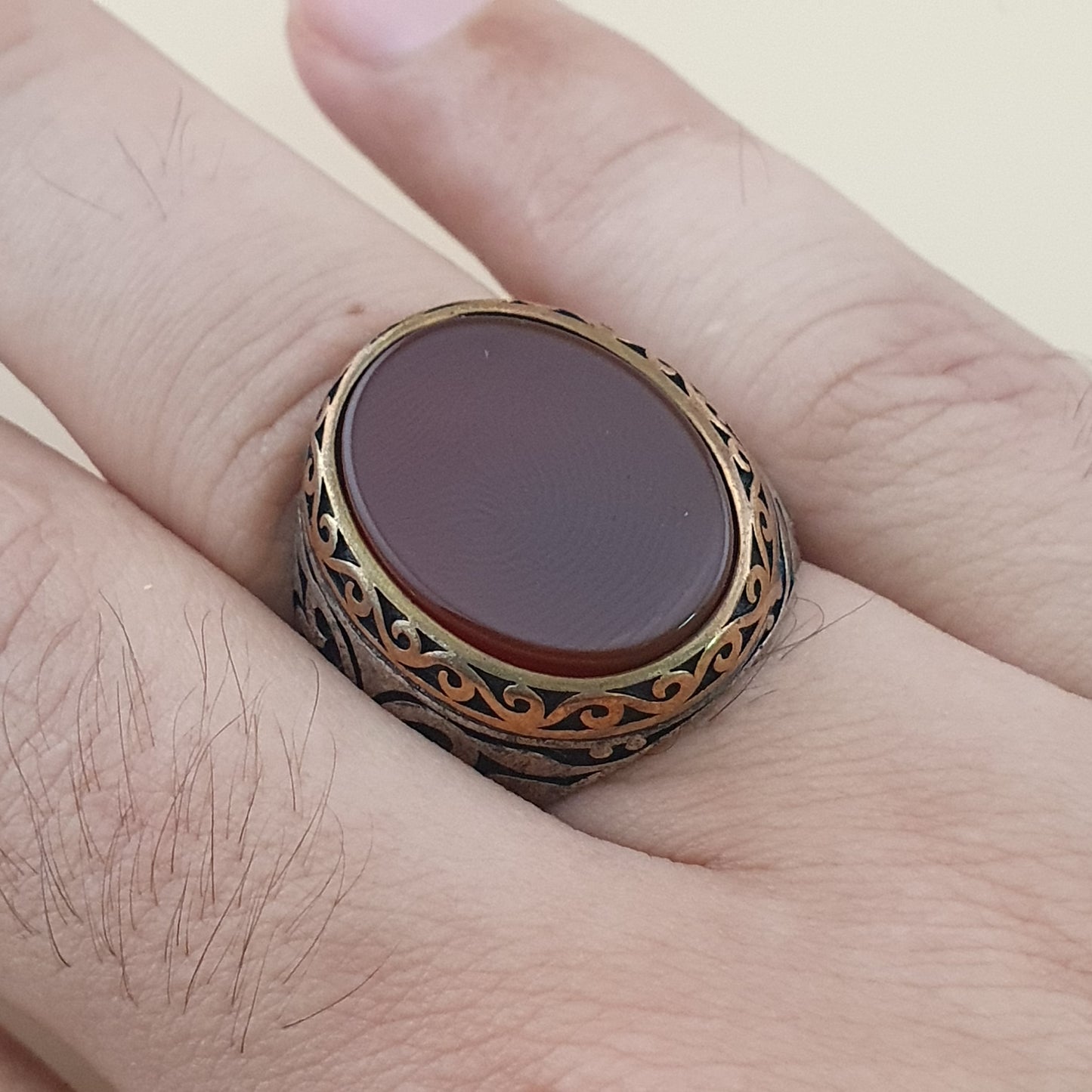 Vintage-inspirierter Achat- & Silberring Elegantes handgefertigtes Design