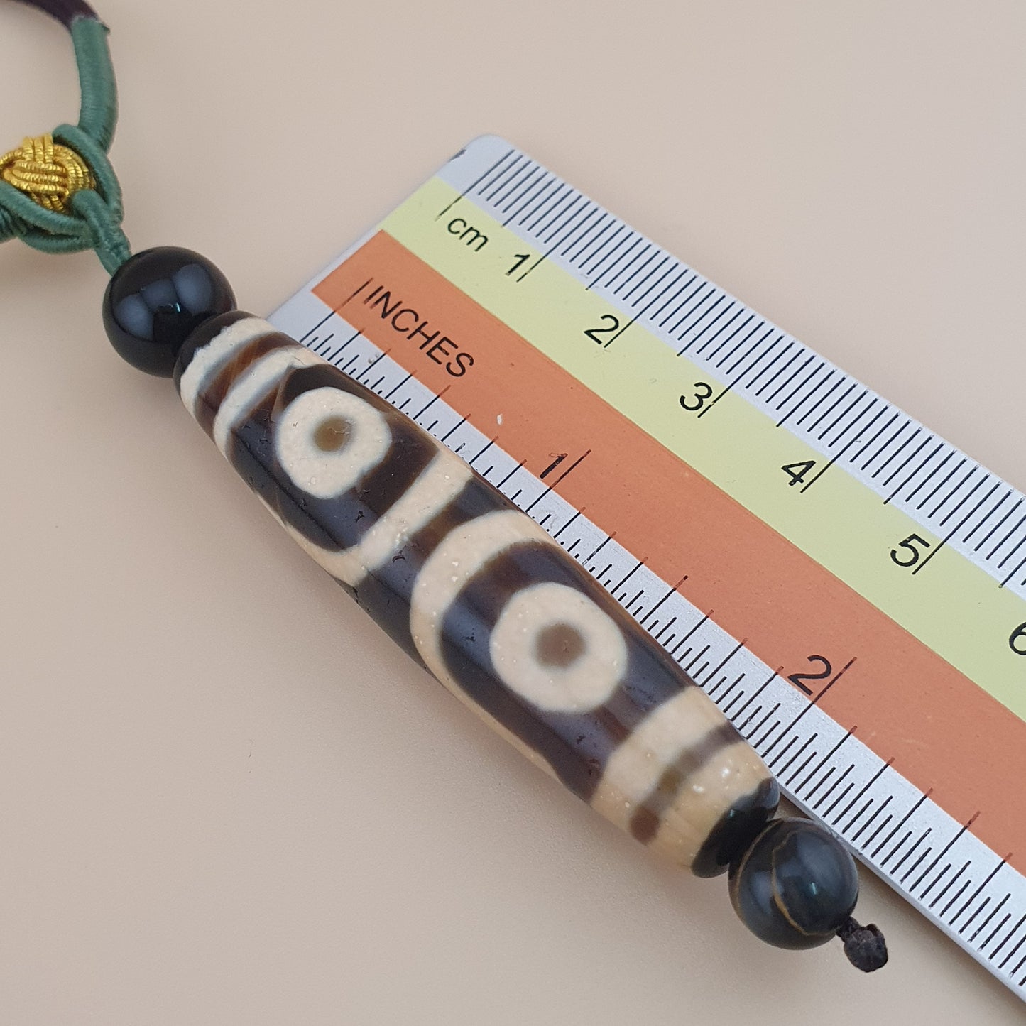 Vintage 3 Augen Himalaya-Tibet-Achat-Dzi-Perlen-Amulett