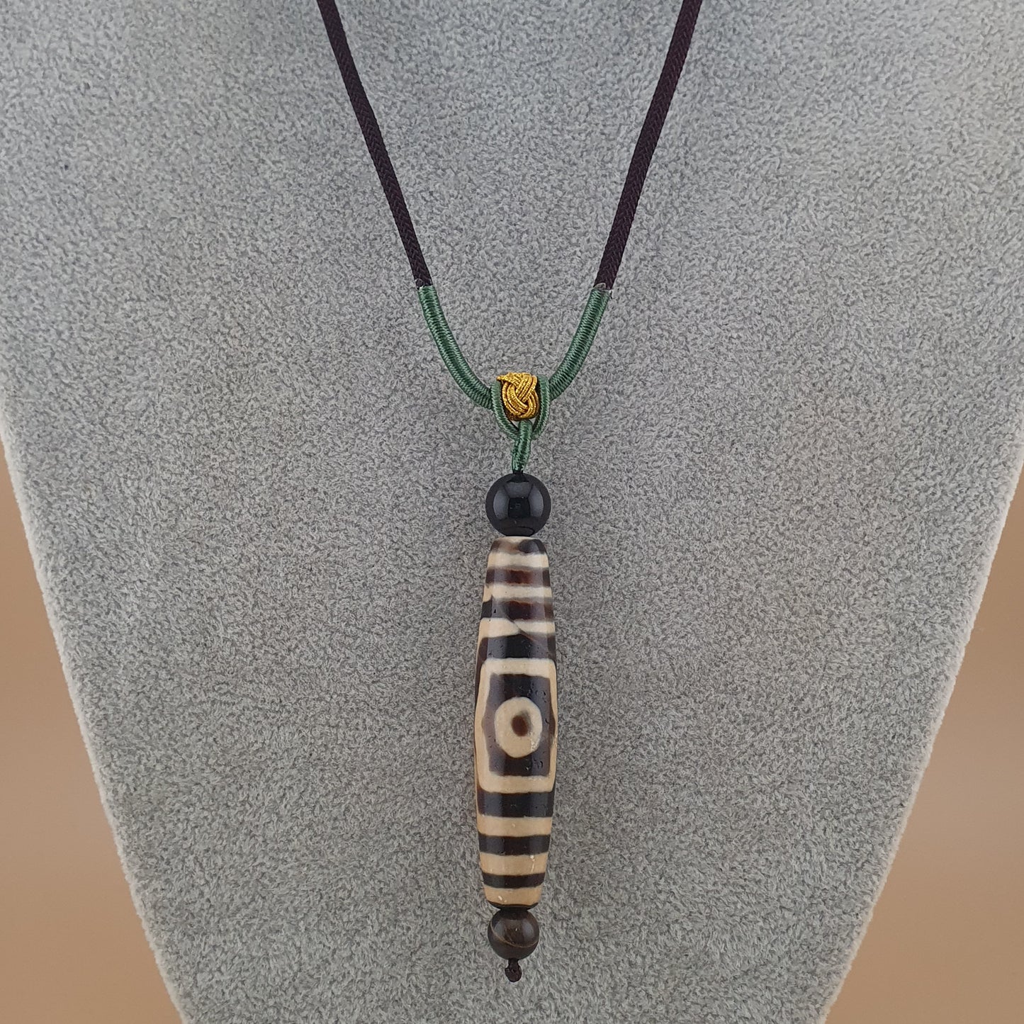 Vintage 3 Augen Himalaya-Tibet-Achat-Dzi-Perlen-Amulett